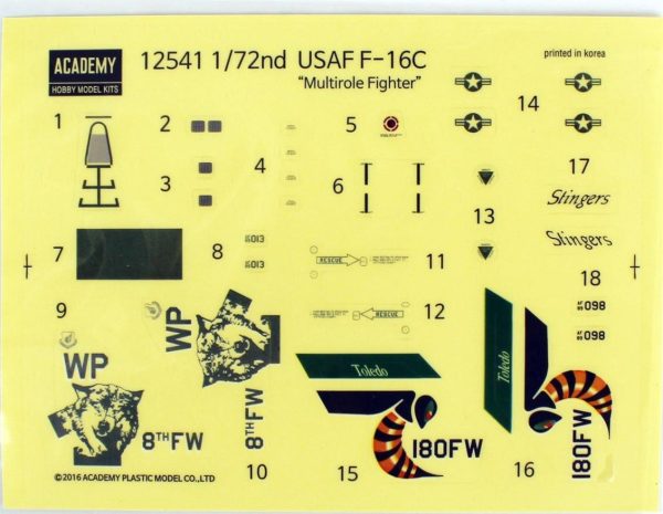 1/72 USAF F-16C (Multirole Fighter) MCP Uçak Maketi, Academy 12541 - Görsel 3