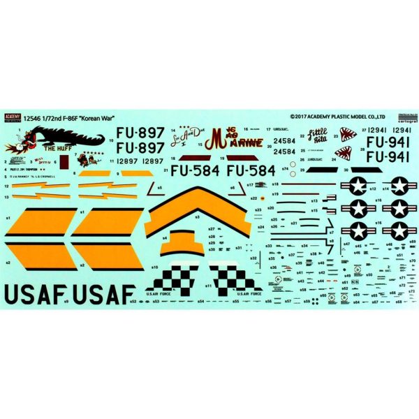 1/72 F-86F (Korean War) Special Edition Uçak Maketi, Academy 12546 - Görsel 4