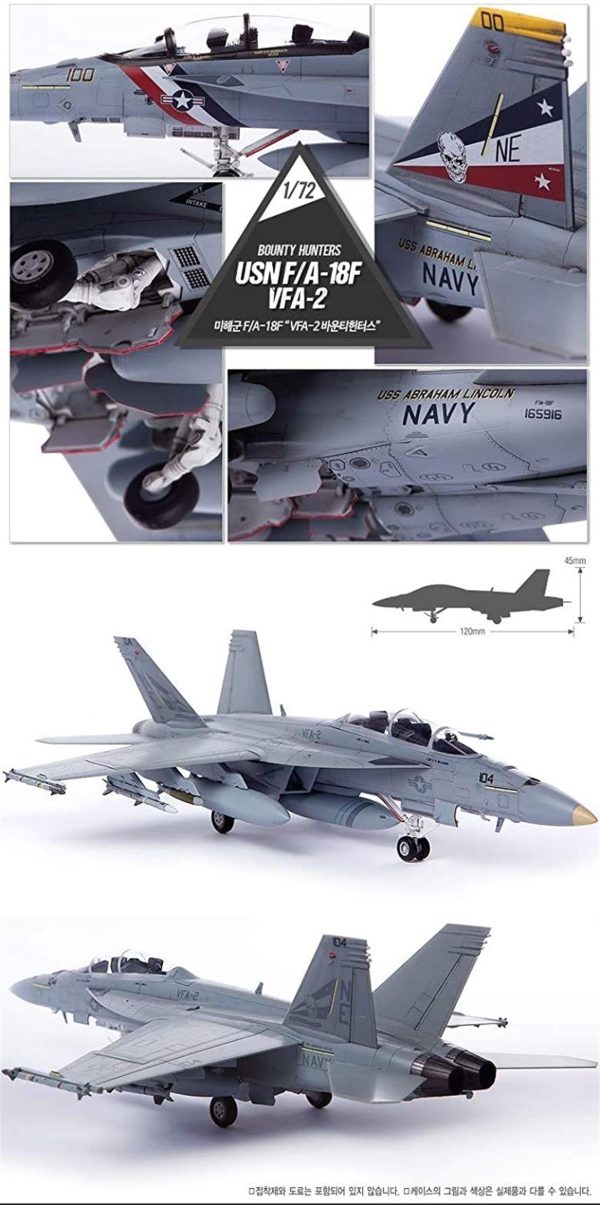 1/72 USN F/A-18F (VFA-2 Bounty Hunters) Uçak Maketi, Academy 12567 - Görsel 4