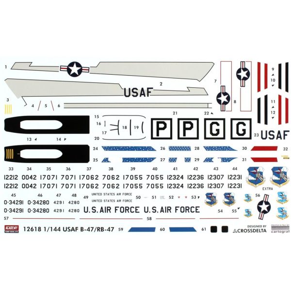 1/144 USAF Boeing B-47 Uçak Maketi, Academy 12618 - Görsel 4