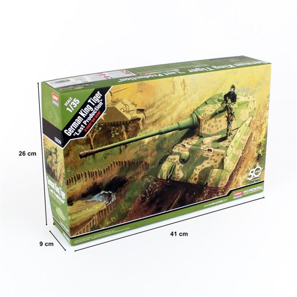 1/35 German King Tiger (Last Production) Tank Maketi, Academy 13229 - Görsel 5