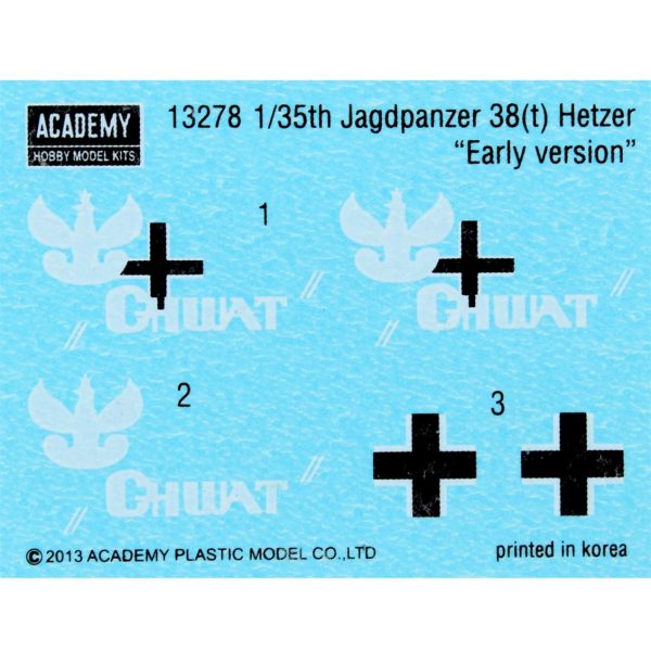 1/35 Jagdpanzer 38 ton Hetzer (Early Version]) Tank Maketi, Academy 13278 - Görsel 6