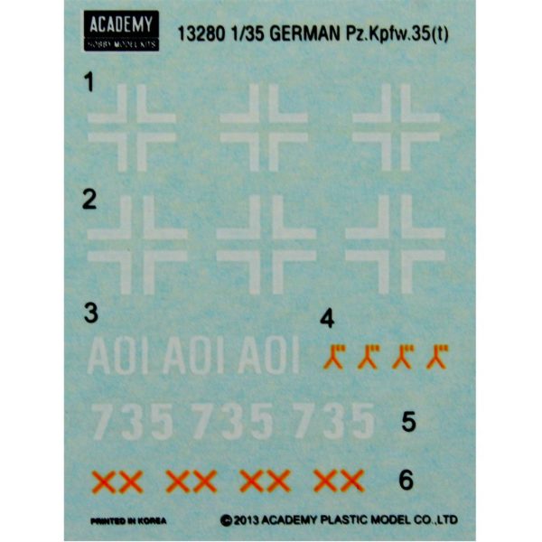 1/35 Pz.Kpfw. 35 ton Alman Hafif Tank Maketi, Academy 13280 - Görsel 4