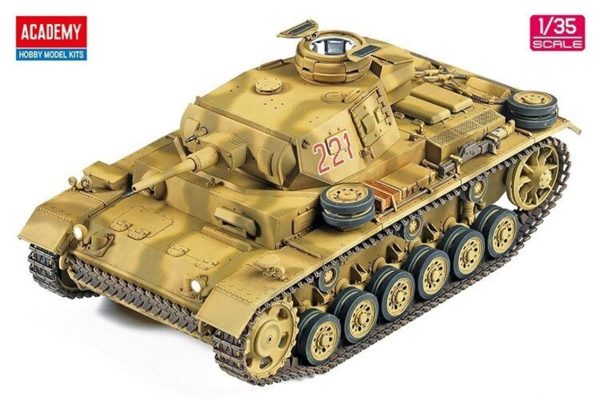 1/35 German Panzer III Ausf.J (North Africa) Tank Maketi, Academy 13531