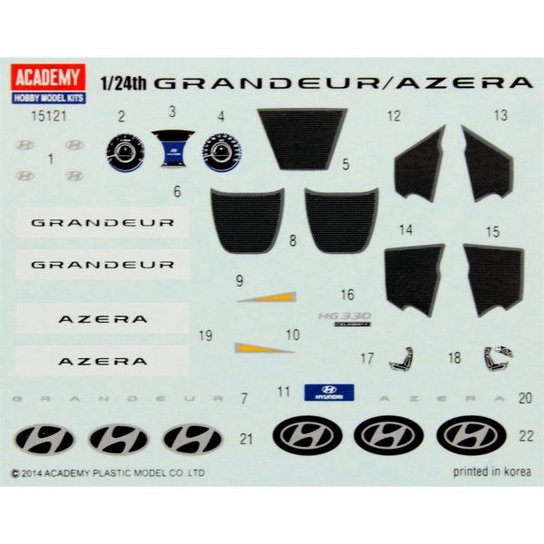 1/24 Hyundai Grandeur HG Azera Binek Aracı Maketi, Academy 15121 - Görsel 5