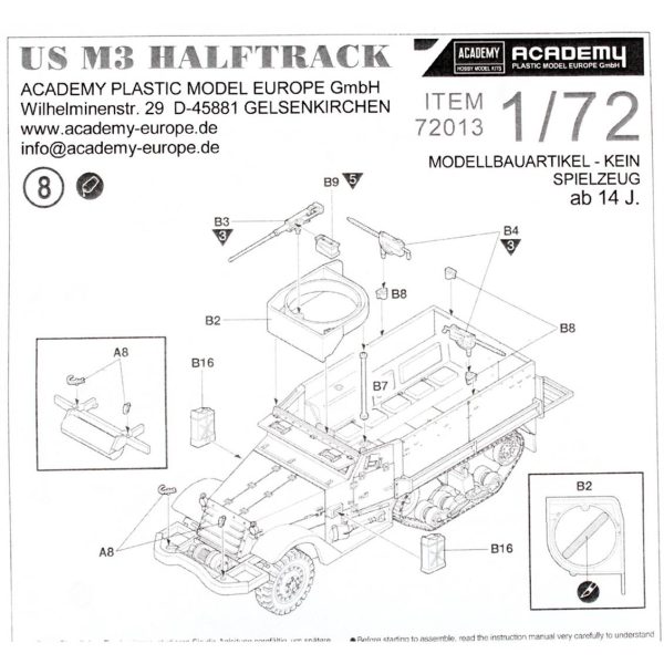 1/72 Amerikan M3 Yarı Paletli Tankı Maketi, Academy 72013