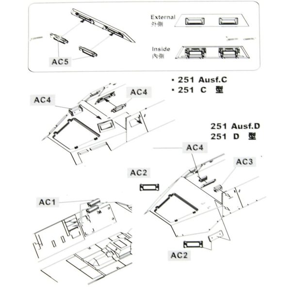 1/35 Sd. Kfz.251 Şeffaf Periskop Maketi, AFV Club AC35005 - Görsel 4