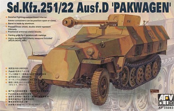 1/35 Sdkfz.251/22 Ausf.D Pakwagen Anti-Tank Yarı Paletli Kamyon Maketi, AFV Club 35083