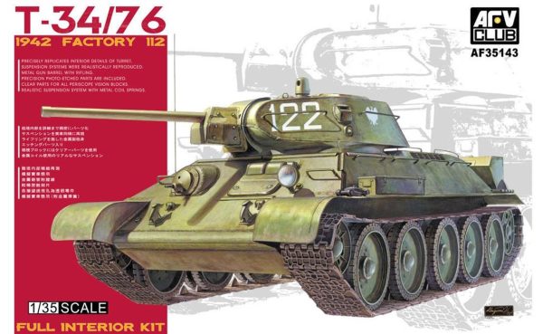 1/35 T-34/76 1942 Factory 112 Komple İç Detaylı Tank Maketi, AFV Club 35143
