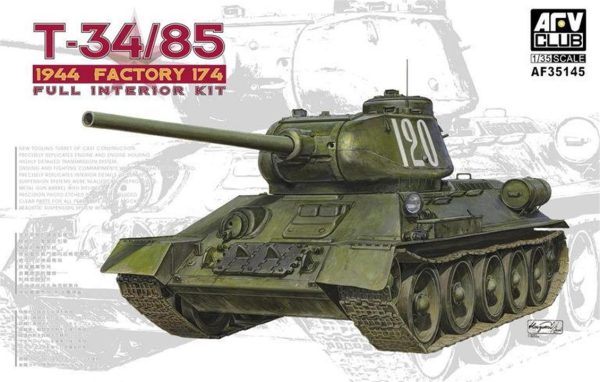 1/35 T34/85 Model 174 Factory Komple İç Detaylı Tank Maketi, AFV Club 35145