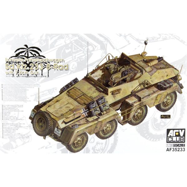 1/35 Sd.Kfz.233 8-Rad w/7.5cm Gun Askeri Araç Maketi, AFV Club 35233
