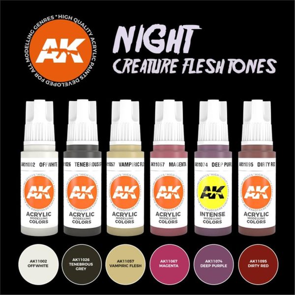 6x17 ml. Gece Yaratıkları Teni Figürler için Akrilik Maket Boyası Seti, AK Interactive 11602 - Görsel 3