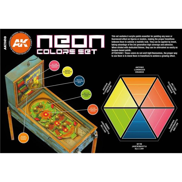 6x17 ml. Neon Renkleri Akrilik Maket Boyası Seti, AK Interactive 11610 - Görsel 2