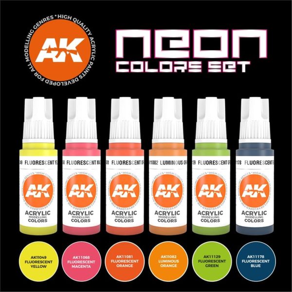 6x17 ml. Neon Renkleri Akrilik Maket Boyası Seti, AK Interactive 11610 - Görsel 3