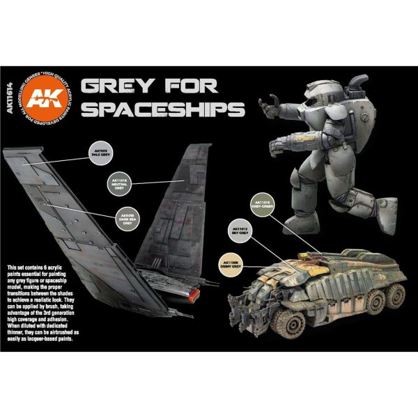 6x17 ml. Uzay Araçları Gri Tonları Akrilik Maket Boyası Seti, AK Interactive 11614 - Görsel 2