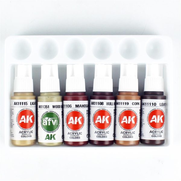 6x17 ml. Eski ve Yıpranmış Ahşap Renkleri-A Akrilik Maket Boyası Seti, AK Interactive 11673 - Görsel 3