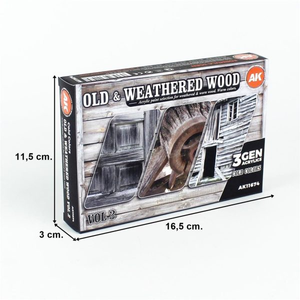 6x17 ml. Eski ve Yıpranmış Ahşap Renkleri-B Akrilik Maket Boyası Seti, AK Interactive 11674 - Görsel 3