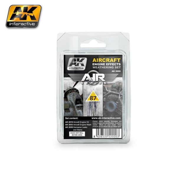 3x35 ml. Uçak Motoru Eskitme Efekti Maket Boyası Seti, AK Interactive 2000