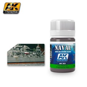 35 ml. Kriegsmarine Gemileri Gri Eskitme Efekti Wash Serisi Enamel Maket Boyası, AK Interactive 303