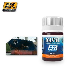35 ml. Gemi Gövdesi Kahverengi Çizgi Kiri Efekti Enamel Maket Boyası, AK Interactive 304