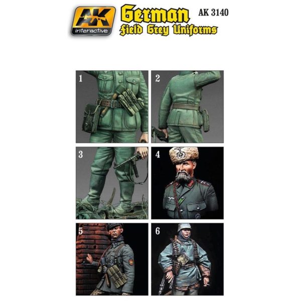 Alman Yeşilimsi Gri Üniforma Renkleri Maket Boyası Seti 6x17ml, AK Interactive 3140 - Görsel 2
