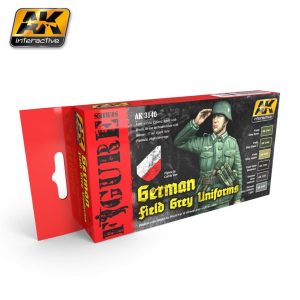 Alman Yeşilimsi Gri Üniforma Renkleri Maket Boyası Seti 6x17ml, AK Interactive 3140