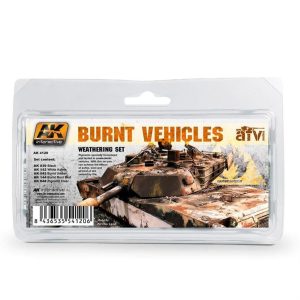 5x35 ml. Yanmış Araçlar Efekti Pigmentleri Maket Boyası Seti, AK Interactive 4120
