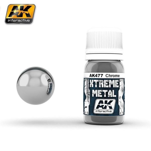 30 ml. Krom Rengi Xtreme Metal Serisi Maket Boyası, AK Interactive 477