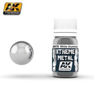 30 ml. Beyaz Alüminyum Rengi Xtreme Metal Serisi Maket Boyası, AK Interactive 478