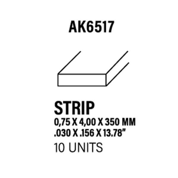 0.75 x 4.00 x 350 mm. Çubuk 10 Adet, AK Interactive 6517 - Görsel 3