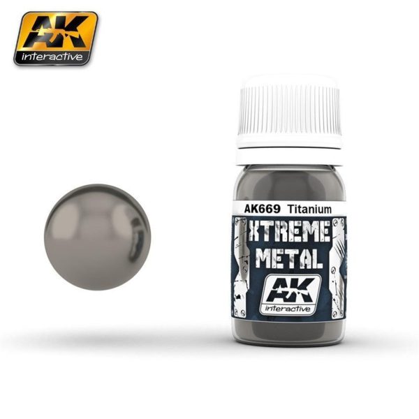 30 ml. Titanyum Rengi Xtreme Metal Serisi Maket Boyası, AK Interactive 669