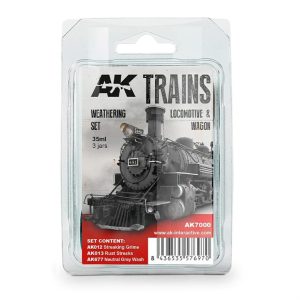 3x35 ml. Lokomotif ve Wagon Eskitme Efekti Maket Boyası Seti, AK Interactive 7000