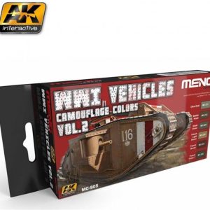 WWI Araçları Kamuflaj Renkleri Boya Seti 6x17ml Vol.2, AK Interactive 805