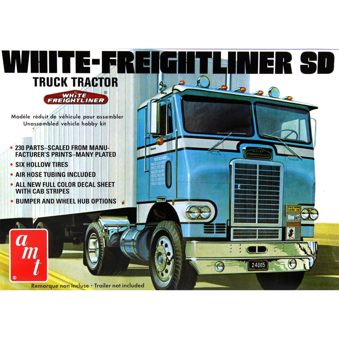 1/25 White Freightliner Single Drive Tır Çekici Maketi, AMT Model 1004