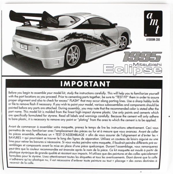 1/25 1995 Mitsubishi Eclipse Araba Maketi, AMT Model 1089 - Görsel 4