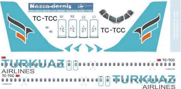 1/144 Air Turkuaz A320 Classic, Nazca Decals Atk001 - Görsel 2