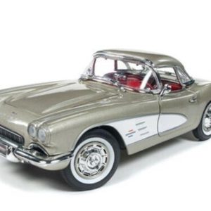 1/18 1961 Chevy Corvette Gri-Gümüş Diecast Araba, AutoWorld 1151