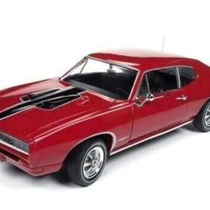 1/18 1968 Pontiac GTO Royal Bobcat Kırmızı-Siyah Diecast Araba, AutoWorld 1153