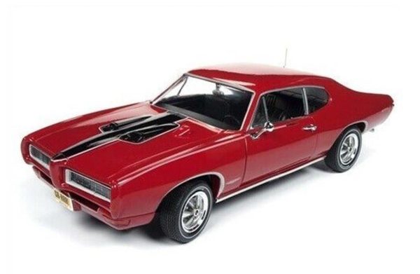 1/18 1968 Pontiac GTO Royal Bobcat Kırmızı-Siyah Diecast Araba, AutoWorld 1153