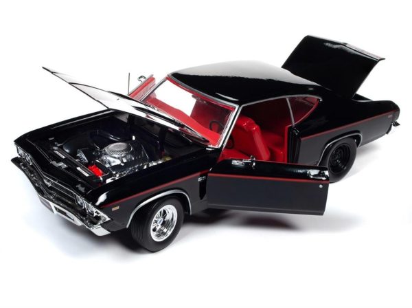 1/18 1969 Chevy Chevelle SS 396 Siyah Diecast Araba, AutoWorld 1190