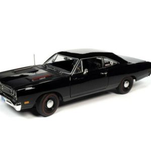 1/18 1969 Plymouth Roadrunner Sert Tavan Siyah Diecast Araba, AutoWorld 1213