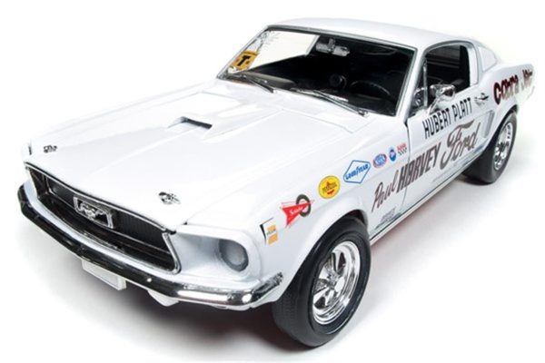 1/18 1968 Ford Mustang (Hubert Platt) Beyaz Diecast Araba, AutoWorld 247