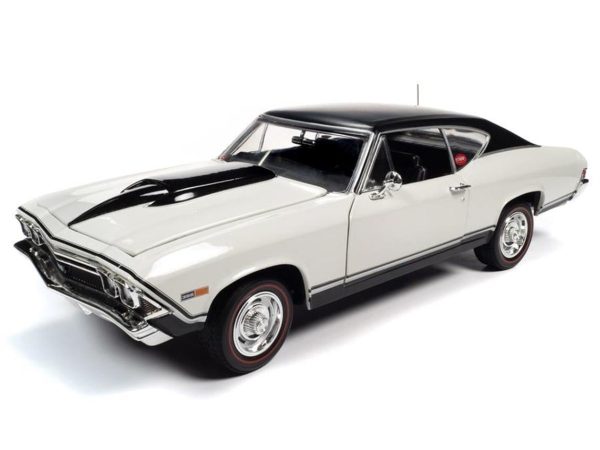 1/18 1968 Chevy NICKEY Chevelle SS Hardtop Ermine White Diecast Araba, AutoWorld AMM1201
