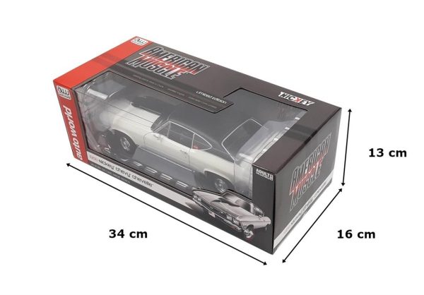 1/18 1968 Chevy NICKEY Chevelle SS Hardtop Ermine White Diecast Araba, AutoWorld AMM1201 - Görsel 5