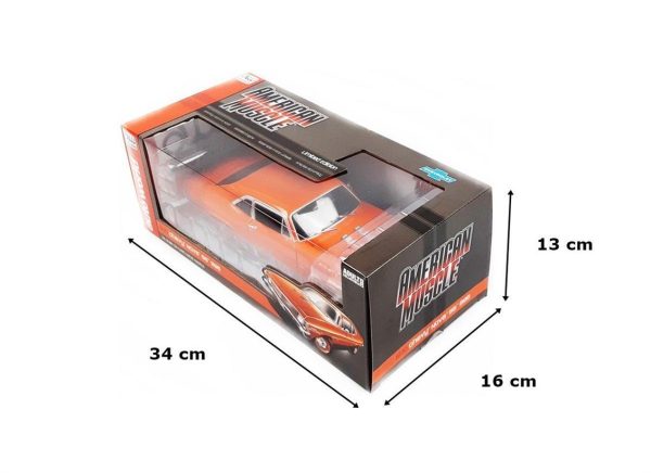 1/18 1970 Chevy Nova SS 396 Hugger Orange Diecast Araba, AutoWorld AMM1226 - Görsel 5