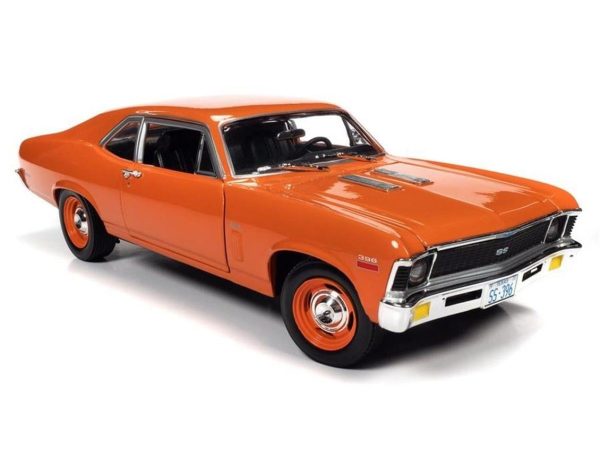 1/18 1970 Chevy Nova SS 396 Hugger Orange Diecast Araba, AutoWorld AMM1226