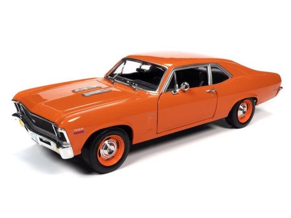 1/18 1970 Chevy Nova SS 396 Hugger Orange Diecast Araba, AutoWorld AMM1226 - Görsel 2
