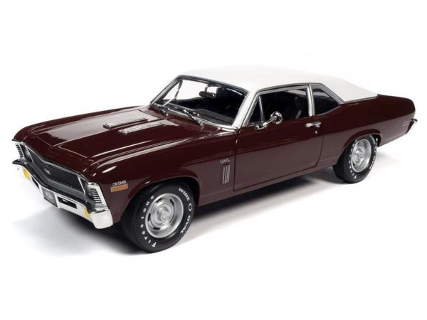 1/18 1970 Chevy Nova SS 396 (MCACN Class of 1970) Black Cherry Diecast Araba, AutoWorld AMM1230 - Görsel 2
