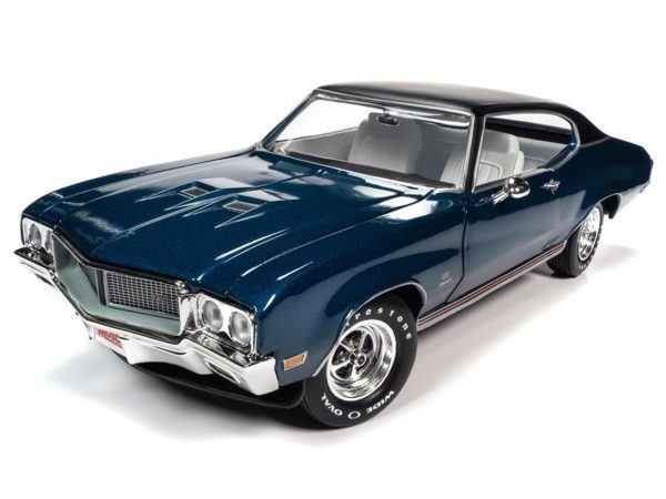 1/18 1970 Buick GS Stage 1 (Hemmings Muscle Machines) Diplomat Blue Diecast Araba, AutoWorld AMM1242 - Görsel 2