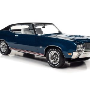 1/18 1970 Buick GS Stage 1 (Hemmings Muscle Machines) Diplomat Blue Diecast Araba, AutoWorld AMM1242